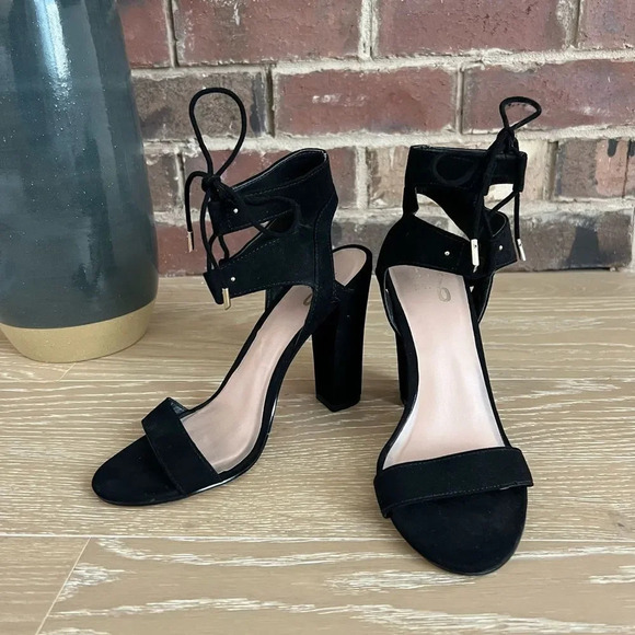 Mix No. 6 Shoes - Mix No. 6 Black Ankle Strap Lace Up Strappy Heels Size 6.5 Lace Up Formal Nice